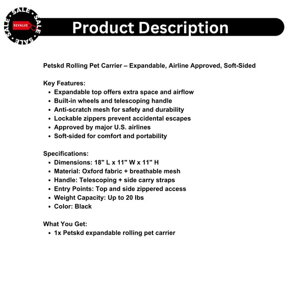 Petskd Rolling Pet Carrier – Expandable, Airline Approved, Soft-Sided - Picture 2 of 16